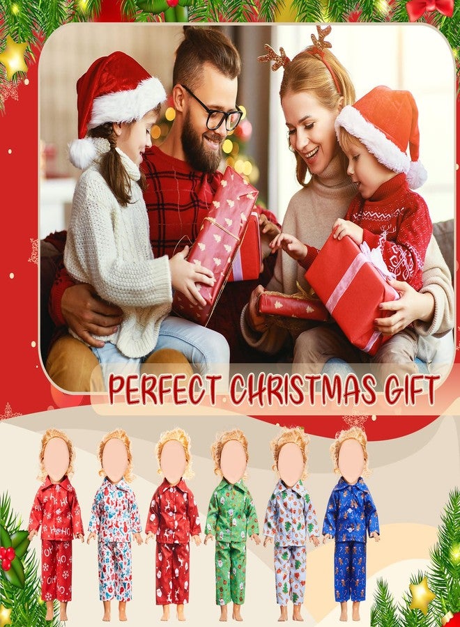 Simgoing 6 Set Christmas Doll Clothes for 18 Inch Dolls Accessories Christmas Pajamas Set Fashion Doll Clothes Pajamas Decor for Xmas Holiday Decoration Gift Supplies - Image 4